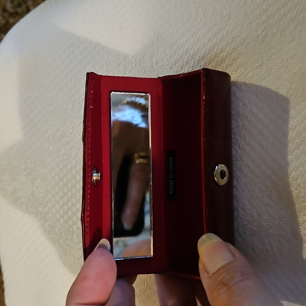 Women's Vintage Burgundy Eelskin Lipstick Case - Picture 3 of 4